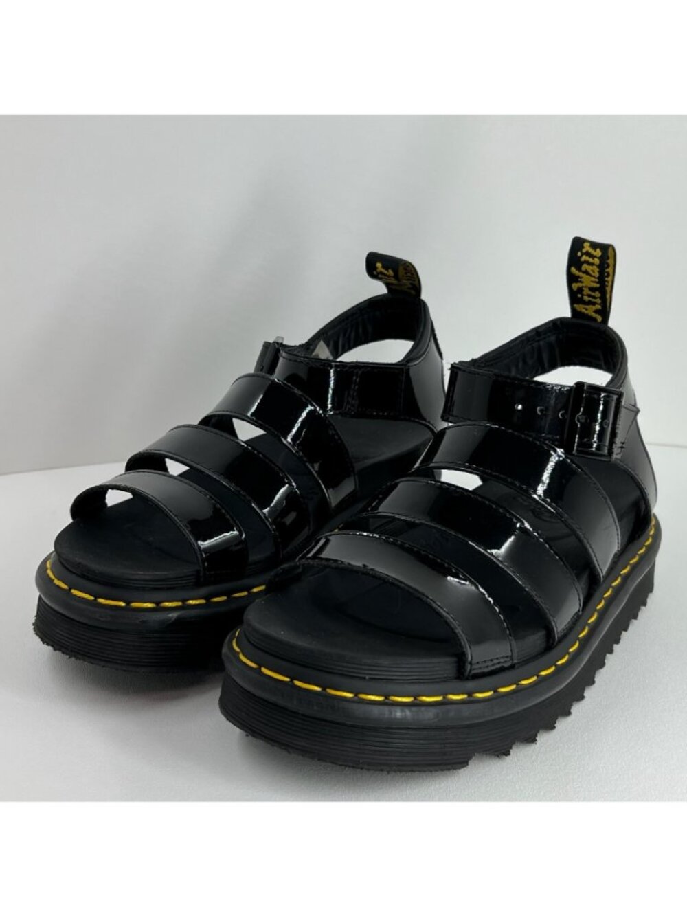 Dr. Martens Blaire Patent Leather Platform Sandals US 8 Adjustable Strappy Black - Picture 3 of 13